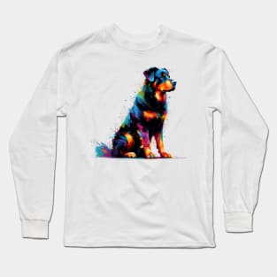 Colorful Artistic Beauceron Portrait in Splash Paint Style Long Sleeve T-Shirt